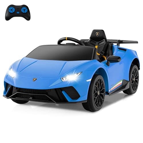 Licensed Lamborghini Huracan Ride on Car by INFANS, 12V Kids Electric Vehicle Battery Powered Toy with Remote Control, LED Lights, Spring Suspension, Bluetooth, MP3, Aged 3-8 Years (Blue) - Image 1