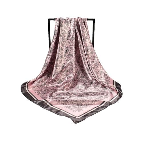 upeilxd 4Pcs Silk Head Scarves for Women Satin Hair Scarf 35”Large Square Bandana Silk Like Neck Scarf Shawl thumbnail 3