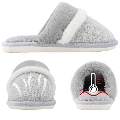 GOEWY Cozy Slippers for Women Indoor and Outdoor Fuzzy House Shoes with Memory Foam Anti-Skid Sole Gifts for Women Mom Ladies thumbnail 5