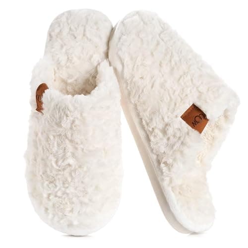 OOW Women's Fuzzy Slippers for Indoor,House Shoes with Memory Foam,Plush and Cute Slippers for Women - Image 1