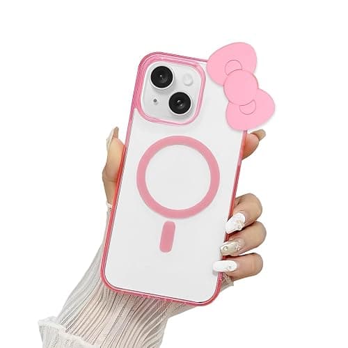 DLIIDCA Cute Cartoon 3D Bowknot Design Compatible for iPhone 15 Pro Case, Kawaii Fun Design Transparent Magnetic Shockproof Protective case for Boys and Girls for iPhone 15 Pro 6.1" 2023 (Pink) - for iPhone 15 Pro(6.1inch) - Pink thumbnail 7