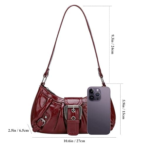 WantGor Women's Shoulder Bag, Clutch Tote Bags Top Handle Purse | Zipper Vintage Handbag Buckle Punk Hobo Purses Trendy Underarm Bag thumbnail 4