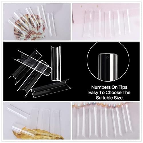 UNA GELLA Nail Tips Square XXL Tips 120 PCS No C Curve Gel Tips Extra Long Square Straight Nails Half Fake Nail Tips No Trace for Acrylic Nail Tips for Home DIY with Box - Half Straight thumbnail 6