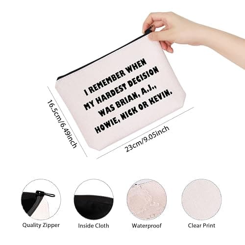 TSOTMO Classic Boy Band Fans Gift My Hardest Decision Was Brian A.J. Howie Nick Or Kevin Zipper Pouch Makeup Bag (NICK OR KEVIN) - Nick Or Kevin thumbnail 3