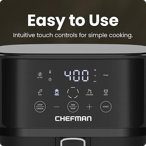 Chefman Air Fryer – 6 QT Compact Airfryer for Quick & Easy Meals in Minutes, Features Hi-Fry Technology for Extra Crisp, Touchscreen Controls with 4 Presets, Nonstick & Dishwasher Safe Basket - Black thumbnail 5