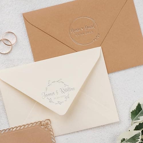 Custom Personalized Wedding Embosser - 9 Designs to Choose from! Monogram Name Floral Wedding Script Labels Mail Black thumbnail 2