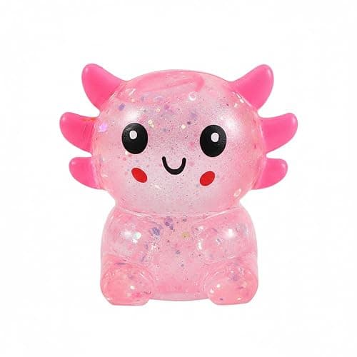 Glitter Axolotls Squishies Toy, Stretchy Axolotls Stress Ball, Fidget Toy for Anxiety Relief and Sensory Play, Pocket Size Squeeze Toys Gift for Kids Teens Adults.(Pink) - Image 1