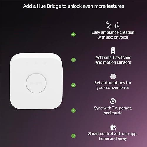 Philips Hue Essential Smart LED A19 Bulb, White and Color Ambiance, E26 Base, 8.8W, 2200K-6500K, 800 Lumens, Dimmable, Works with Alexa, Google, and Apple Home, 4-Pack thumbnail 7