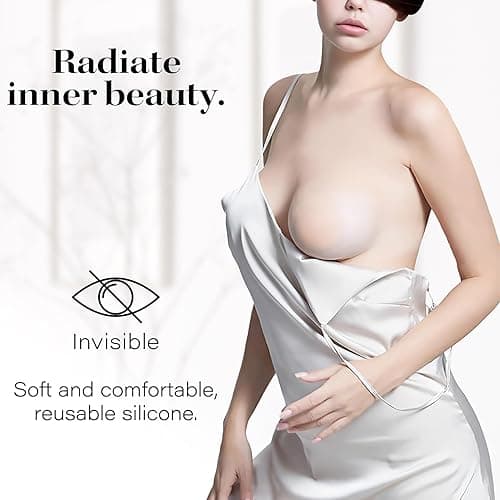 QUXIANG 4 Pairs Pasties Women Nipple Covers Reusable Adhesive Silicone Nippleless Covers Bra for Dress - 01 Flesh thumbnail 3