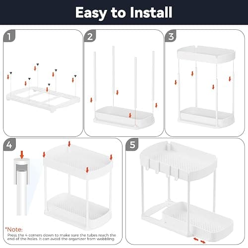 Ukeetap 2 Pack Multi-Purpose Pull-Out Storage Organizers, Under Sink & Cabinet Storage, 12.8 Inch, White thumbnail 7