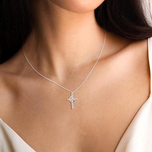 Robaice Upgraded Crown Cross Necklace for Women, 14K Gold Plated Crown Cross Pendant Necklace, Non-Tarnish Faith Jewelry for Women, Christian Religious Gifts for Her thumbnail 4