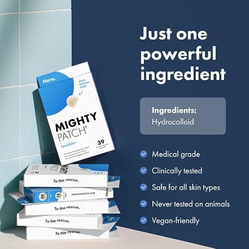 Mighty Patch™ Invisible+ Patch - Daytime Hydrocolloid Acne Pimple Patches for Covering Zits and Blemishes, Ultra Thin Spot Stickers for Face and Skin (24 Medium and 15 Small Patches) thumbnail 5