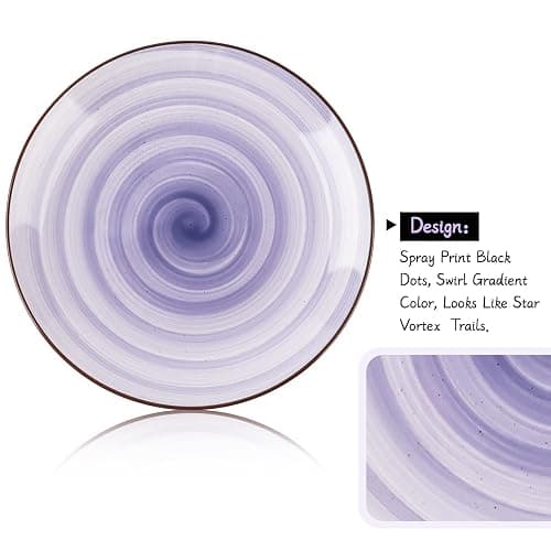 KitchenTour Large Ceramic Dinner Plates, 10 Inch Porcelain Serving Plate for Salad, Dessert Pizza Steak Pasta Plates Set, Dishwasher and Microwave Safe - Set of 6, Assorted Warm Colors thumbnail 7