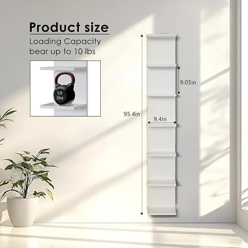 AskTag 7 Tier Wall Shelves with RGB Light, Lack Wall Shelf Unit, Vertical Shelf with Remonte Control,White Shelves thumbnail 2
