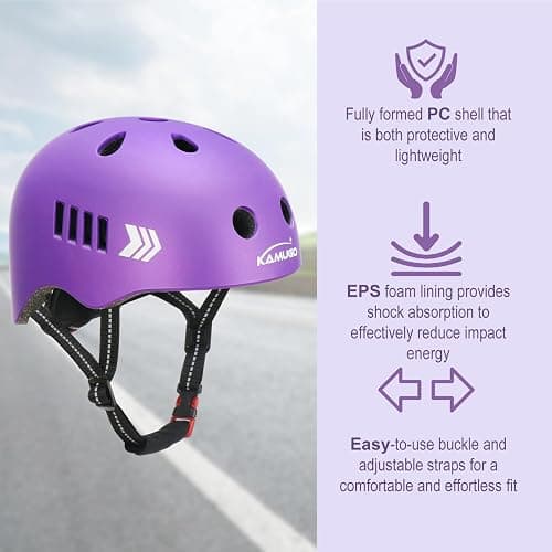 KAMUGO Toddler Helmet Kids Bike Helmet for Girls Boys Ages 2-8 Years,Toddler Bicycle Helmet Suitable for Skateboard Scooter Roller Skating Inline Roller Skating - Purple thumbnail 3
