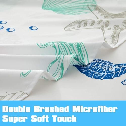 JSD Beach Theme Kids Printed Sheet Set Full, 4 Piece Starfish Jellyfish Coastal Summer Microfiber Bed Sheets Deep Pocket thumbnail 7