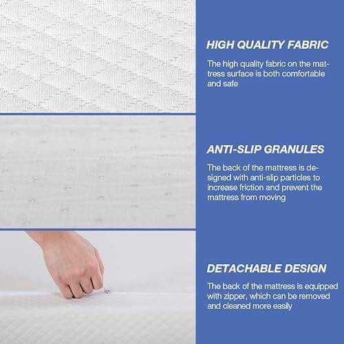 FDW | 8 Inch Queen Mattress | Medium Firm | Gel Memory Foam Mattress | White | Bed in a Box, CertiPUR-US Certified | Pressure Relief, Cooling Ventilated Foam | Washable Removable Cover thumbnail 5