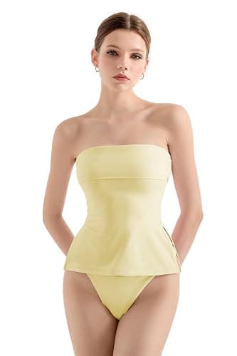 SUUKSESS Women Double Lined Going Out Trendy Tube Tops Side Split Sexy Tank Tops - Image 1
