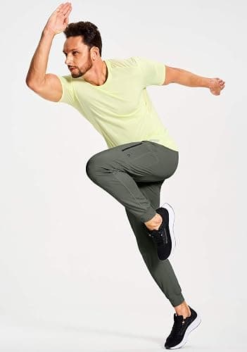 YOVVI Men's Athletic Joggers with Zipper Pockets Stretch Track Pants Workout Running Gym Golf Sweatpants for Men thumbnail 2