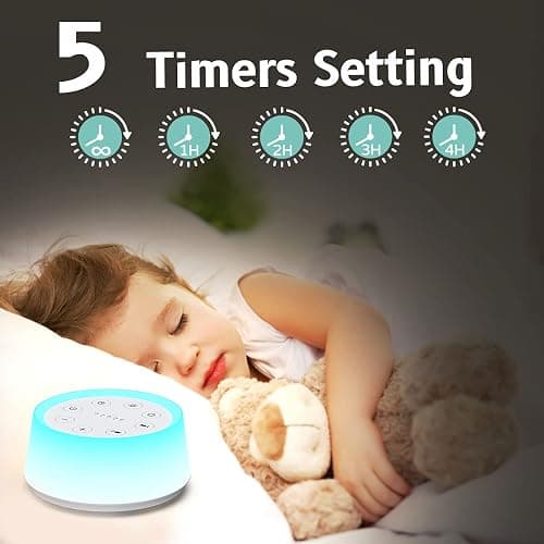 ColorsNoise Sound Machine and White Noise Machine with 30 Soothing Sounds with 12 Colors Baby Night Light with Memory Function (T-White) thumbnail 5