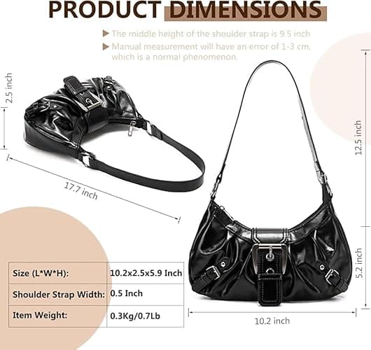 AFMKTICA Y2K Trendy Purse for Women, Leather Buckle Punk Hobo Clutch Purses Bags for Ladies Top Handle Shoulder Bag thumbnail 6