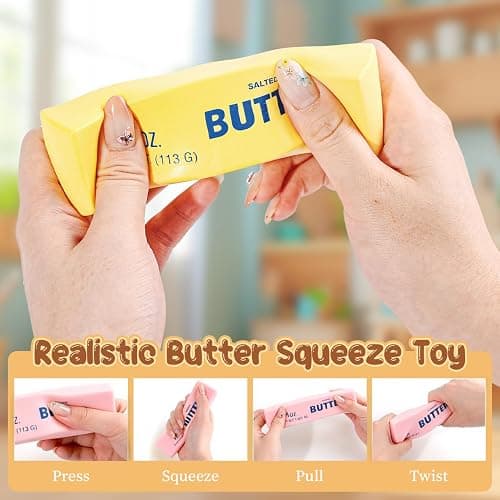 2Pcs Butter Toy, Slow Rebound Butter Stick Block Stress Relief Sensory Decompression Fidget Toys for Kids Adults Office Home thumbnail 5