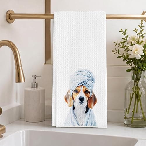 ZUZIMIRA Beagle Dog Gifts Decoration Towels for Washroom Toilet, Beagle Waffle Weave Bathroom Towels for Dog Lover thumbnail 4