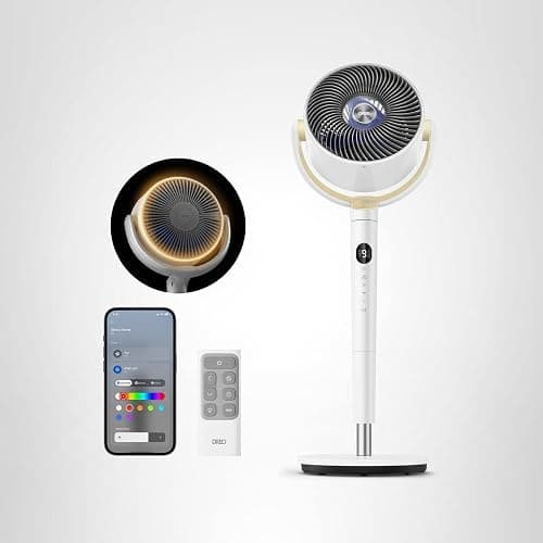 Dreo Smart Fan for Bedroom, 120° +120° Omni-Directional Oscillating Fans, 90ft Quiet Pedestal Fan with RGB Light, 9 Speeds, 6 Modes, 20dB, 8H Timer, Wi-Fi/Voice/Alexa, 37-42" Floor Fans with Remote thumbnail 8
