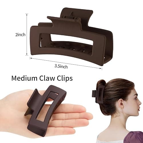 Sisiaipu Hair Clip, 3.5 Inch Medium Hair Claw Clips 6 Pack for Women and Girls - Amber Hair Accessories thumbnail 3