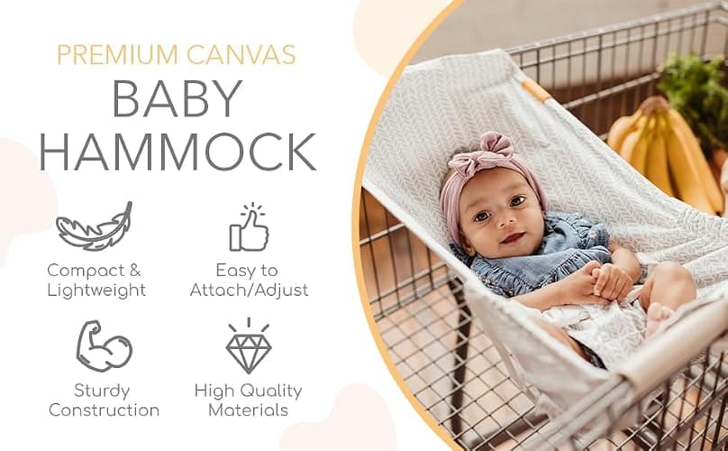 Binxy Baby Shopping Cart Hammock – Infant Seat for Grocery Carts – Holds Car Seats Securely – Compatible with Select 4-Seater Wagons (20–24” Wide) – Supports Up to 50 lbs – Little Arrow thumbnail 2