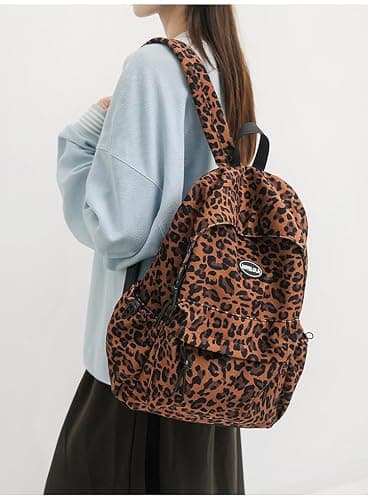 HOKMAH Fashion Cheetah Backpack Shoulder Bag, Trendy y2k Design Daypack Bookbag Leopard Print Coquette Purse Women Men Daily (Oak Brown) thumbnail 3
