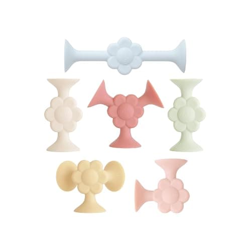 mushie Silicone Suction Builder Toy | 18 pcs for Kids 3 Years+ (Daisy) - Image 1