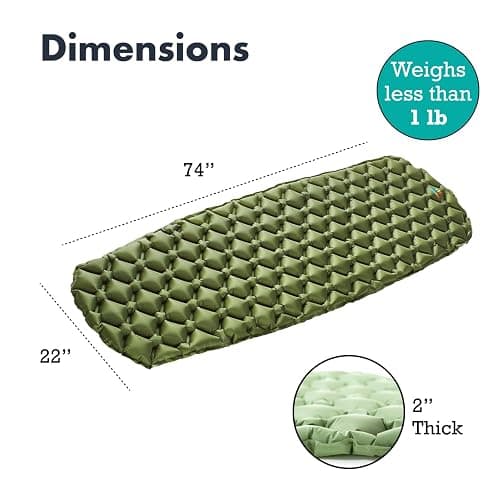 Sleepingo Ultralight Sleeping Mat - Inflatable & Compact Camping Air Mattress for Backpacking, Hiking- New thumbnail 3