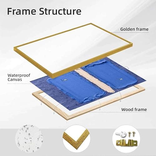 Framed Canvas Wall Art Blue Tennis Court Abstract Oil Painting Poster Art Print Modern Aesthetic Paintings Pictures Prints Trendy Wall Decor for Living Room Bedroom Office Apartment (Framed,12W X16L) thumbnail 2