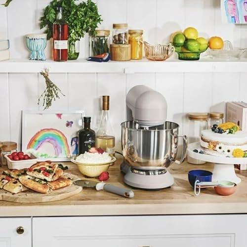 Wonderful Kitchen Stand Mixer 5.3 Qt Bowl, 12 Speeds Tilt-Head, Dough Hook Flat Beater Whisk for Baking Tasks Metal Build for Baking (Wildflower Porcini Taupe) thumbnail 2