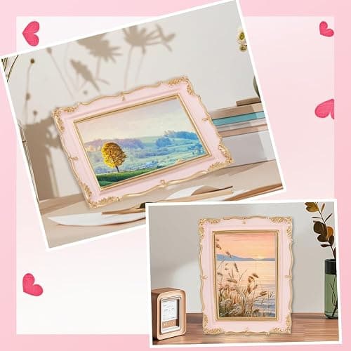 SOFPLATE Marcos de Fotos Vintage Rosas 5x7 marco Decorativo Portafotos Antiguo Adornado con Tapete Acento Shabby Chic Exhibición de Fotos para 4x6 fotos Sobremesa Escritorio O Pared Horizontal O Verti thumbnail 5