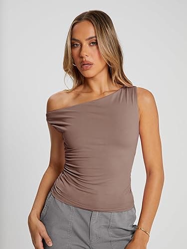 Trendy Queen Womens Summer Off The Shoulder Tops Going Out T Shirts Crop Tank Top Fashion Clothes Spring Outfits 2025 thumbnail 2
