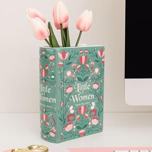 Steel Mill & Co Original Large Book-Shaped Decorative Vase, Ceramic Vases for Home Decor, Cute Bookshelf Decor, Unique Vase for Mother's Day, Little Women thumbnail 7
