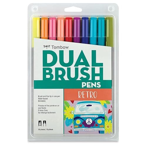 Tombow 56217 Dual Brush Pen Art Markers, Retro, 10-Pack. Blendable, Brush and Fine Tip Markers - Image 1