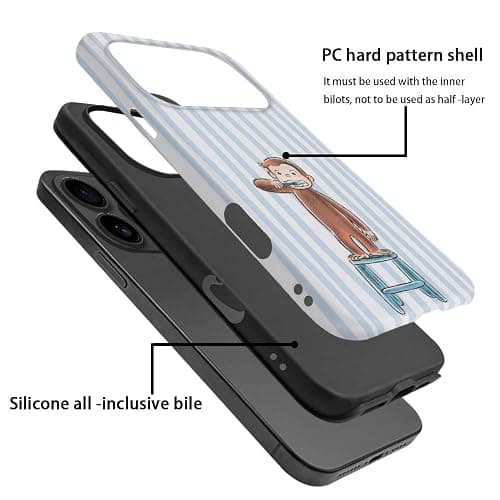 Case for iPhone 17 Pro - [Drop Protection Phone Cover] - Hybrid Case for Girl Women - Funny Monkey Stripes 01 thumbnail 3