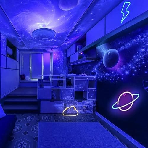 Neon Light Sign, 3 Pcs Eclair Planète Nuage Space Neon Sign Batterie USB Neon Sign Light Néon Signe Planète Lampe pour Chambre à Coucher Salle de Jeux Bar Fête Pépinière Fête d'anniversaire thumbnail 3