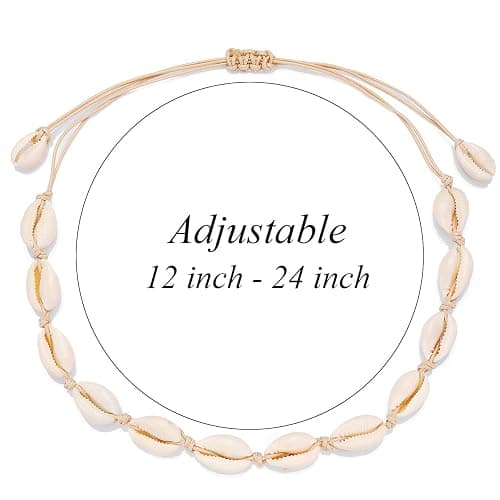 Starain 2Pcs Shell Necklace Anklet for Women Handmade Adjustable Puka Beach Shell Necklace Set thumbnail 4