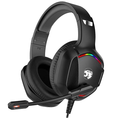 Gaming Headset with Microphone for Pc, Xbox One Series X/s, Ps4, Ps5, Switch, Stereo Wired Noise Cancelling Over-Ear Headphones with Mic, RGB, for Computer, Laptop, Mac, Nintendo, Gamer (Black) - Image 1