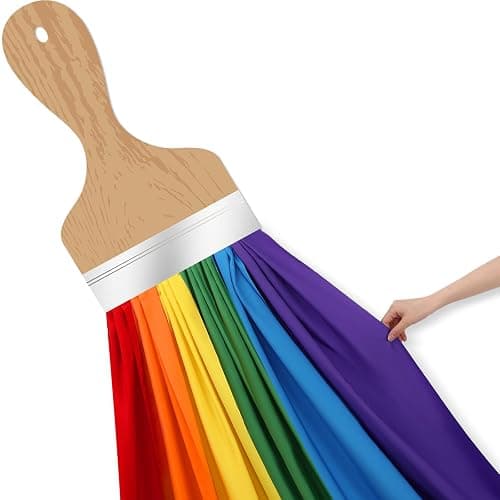 Mindsoft Art Classroom Wall Decor 85 Inches Rainbow Brush Bright Color | 3D Paintbrush Cutout for Bulletin Boards, Back to School Party Room, Rainbow Cloth Banner, Chalkboard Theme Decor - Image 1