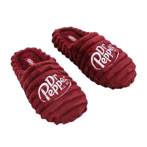 Bioworld Dr Pepper Logo Adult Red Scuff Slippers - Image 1