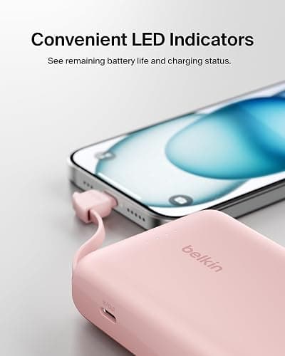 Belkin BoostCharge 10000mAh, portable power bank with integrated cable PD 20W, fast charge USB-C power delivery, fast charging for iPhone 16 series, iPad Pro, Galaxy S24 and more thumbnail 6