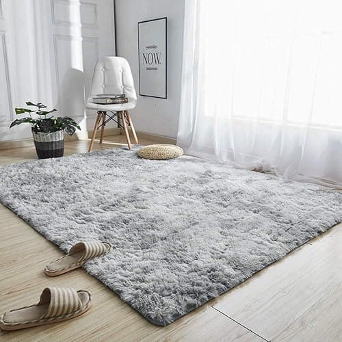 Area Rugs 5'3"x6'6" Soft Fluffy Non-Slip Washable Carpet for Bedrooms, Living Room, Boys/Girls Room, Grey - Image 1