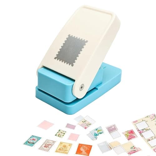 1.5x1.25inch Rectangular Postage Stamp Puncher | Lever Action Paper Stamp Punch for Scrapbook, DIY Card Making & Paper Crafting Arts Crafts Supplies - Image 1