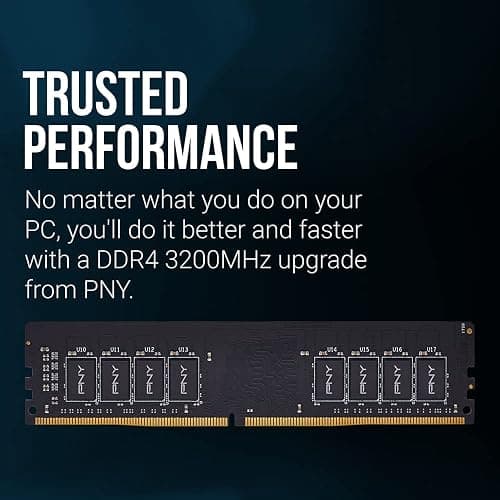 PNY Performance 16GB DDR4 DRAM 3200MHz (PC4-25600) CL22 (Compatible with 2666MHz, 2400MHz or 2133MHz) 1.2V Desktop (DIMM) Computer Memory – MD16GSD43200-TB - 16GB - 3200MHz - Eco Packaging thumbnail 3
