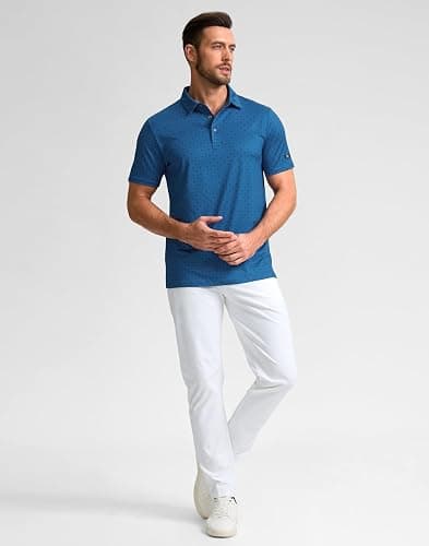 Obla Mens Golf Polo Shirts Short Sleeve Dry Fit Performance Moisture Wicking Casual Print Collared Golf Shirts for Men thumbnail 7